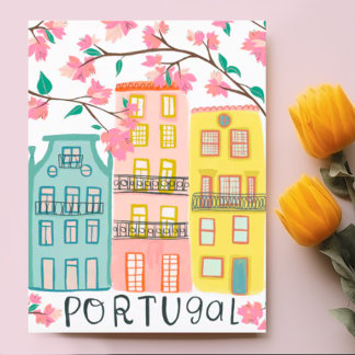 Charmante Häuser in Portugal Handmade Artwork Cust Postkarte