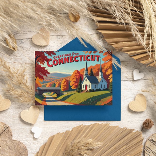 Charmante Herbstgrüße aus Connecticut Postkarte (Von Creator hochgeladen)