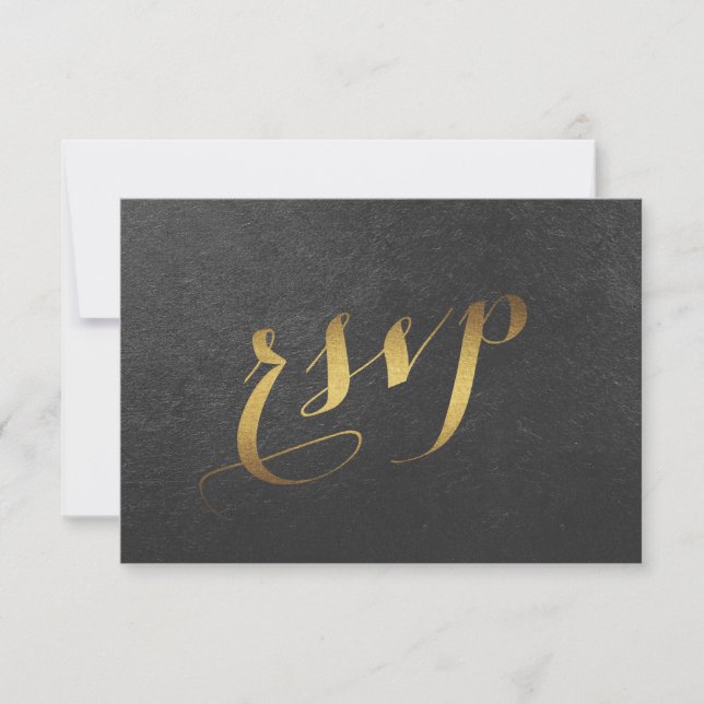 Charmante huile d'or Noir Mariage RSVP (Devant)