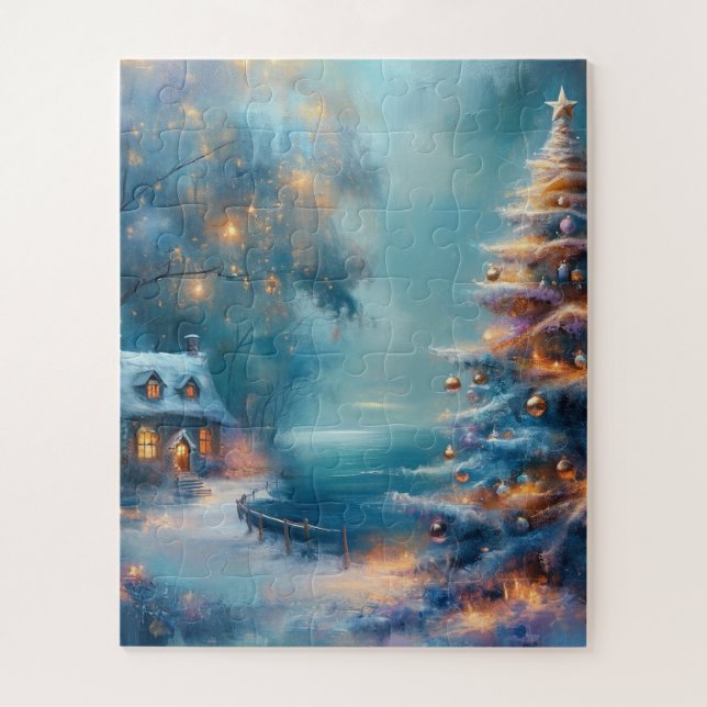 Charmante Hütte am Meer an Weihnachten (Vertikal)