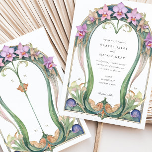Charmante Jugendstil-Orchids Hochzeit mit floralen Einladung