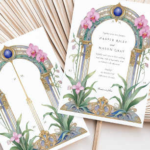 Charmante Jugendstil-Orchids Hochzeit mit floralen Einladung