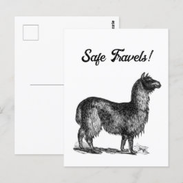 Charmante Lama Sketch, Süße Tier Tinte Zeichnend Postkarte