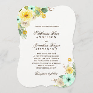 Charmante Münze und Gelbe Hochzeiten Einladung