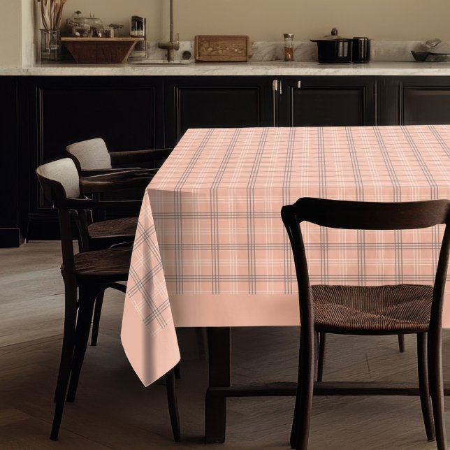 Charmante nappe à bille de corail et gris Concepti (Charming Coral and Grey Check Tablecloth Design)