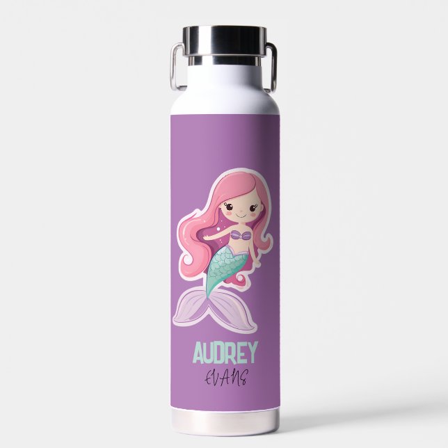Charmante Niedliche Pastelmaid mit Kindernamen Trinkflasche (Vorne)