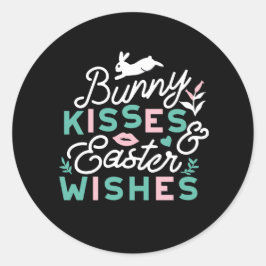 Charmante Ostertypografie Bunny Oster Runder Aufkleber