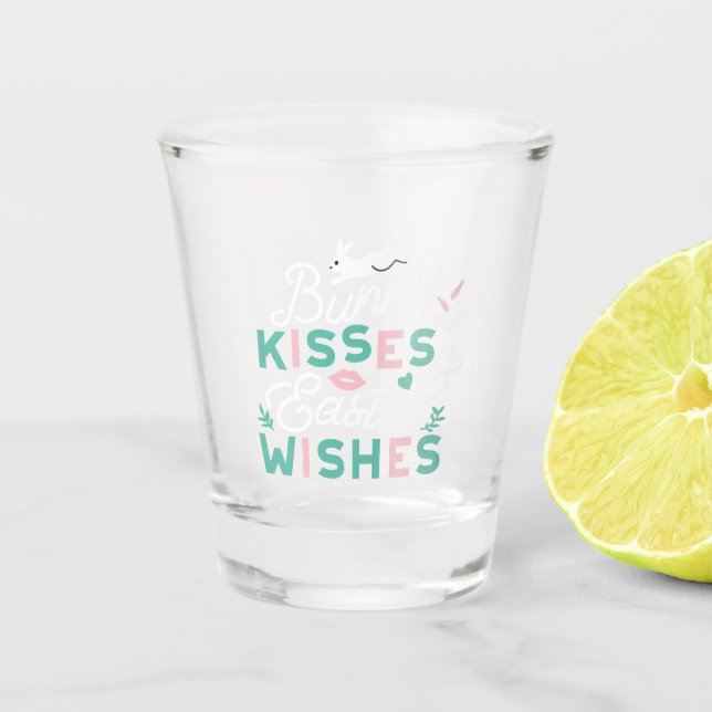 Charmante Ostertypografie Bunny Oster Schnapsglas (Vorderseite)