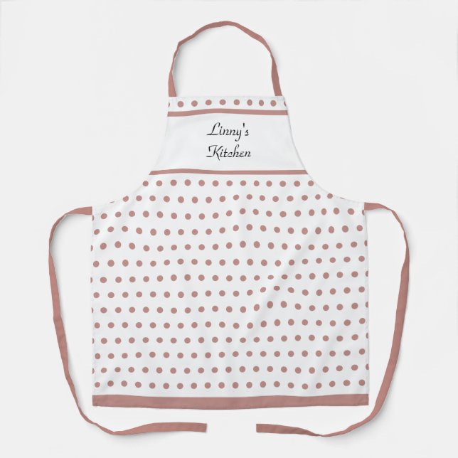 Charmante Polka Dot Dusty Rose et tablier blanc (Recto)