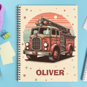 Charmante Retro-Feuerwehr im Sonnenuntergang Notizbuch
