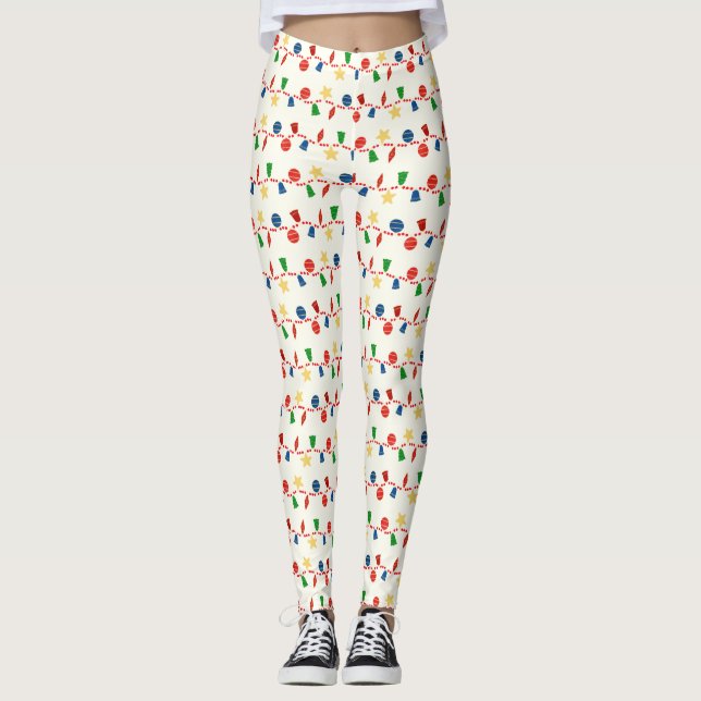 Charmante Retro Weihnachtsschmuck Leggings (Vorderseite)