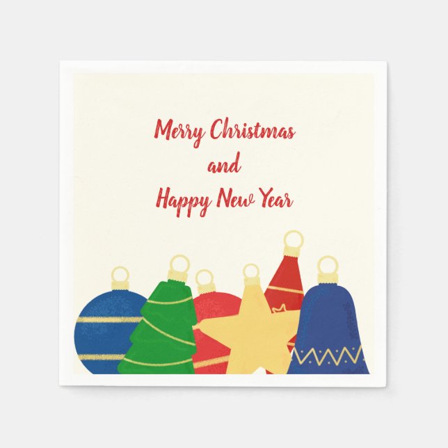Charmante Retro Weihnachtsschmuck Serviette (Vorderseite)
