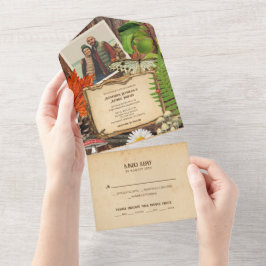 Charmante rustikale Waldlandschaft Inspiriert All In One Einladung