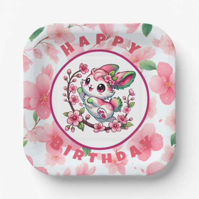 Charmante Sakura-Blüten Pappteller (Vorderseite)