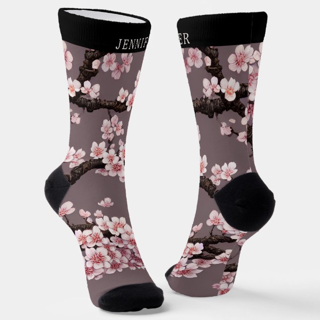 Charmante Sakura Kunst und Individuelle Name Socken (Gewinkelt)