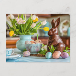 Charmante Schokolade Osterhase Feiertagspostkarte