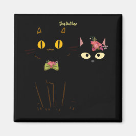 Charmante schwarze Katzen Gelbe Augen Magnet