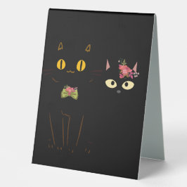 Charmante schwarze Katzen Gelbe Augen Tischaufsteller