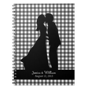 Charmante Silhouette Kissing Couple Wedding Notizblock