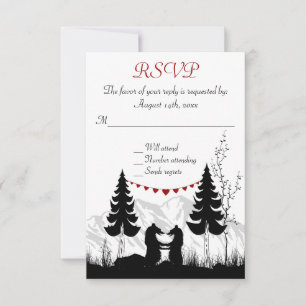 Charmante Silhouette Mountain Bears Hochzeit RSVP Karte