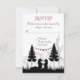 Charmante Silhouette Mountain Bears Hochzeit RSVP Karte