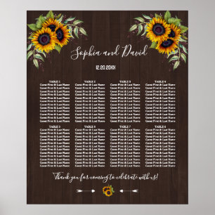 Charmante Sonnenblumen Holzverheiratungskarte Poster