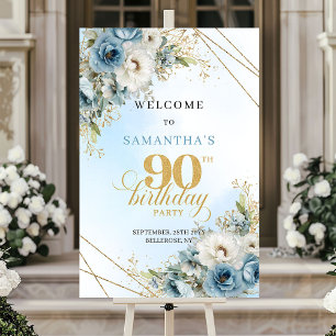 Charmante staubblaue Blumen mit goldenem Rahmen zu Poster