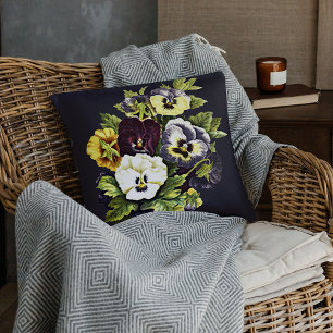 Charmante Vintage Stiefmütterchen in dunklem Mitte Kissen