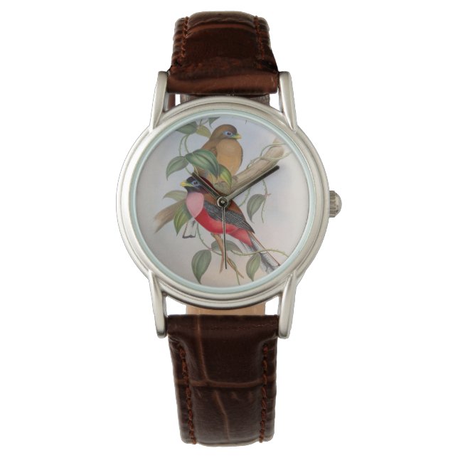 Charmante Vintage Vogelbeobachtung Armbanduhr (Vorderseite)