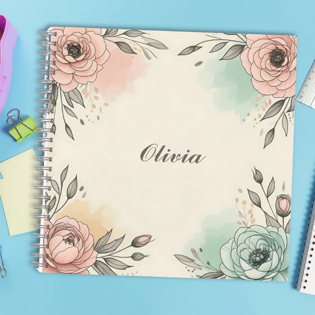 Charmante Wasserfarben Sketchy Blume Notizbuch (Von Creator hochgeladen)