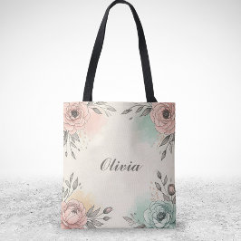 Charmante Wasserfarben Sketchy Blume Tasche