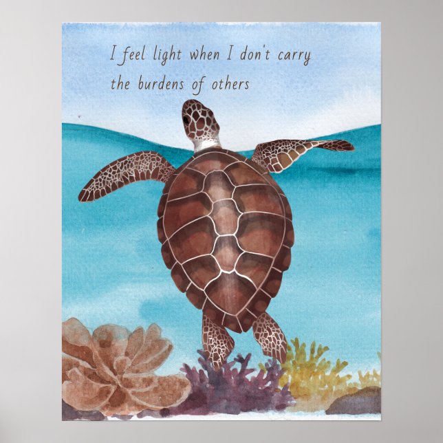 Charmante Wasserfarbenschildkröte Poster (Vorne)