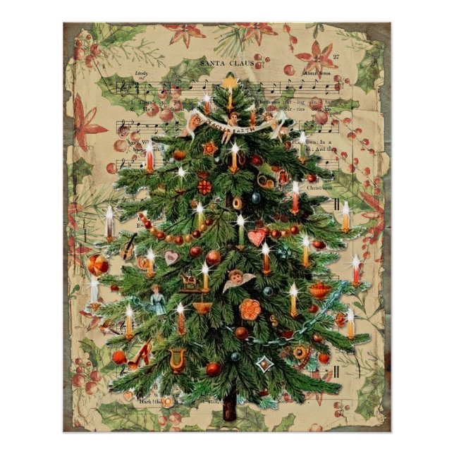 Charmante Weihnachtsbaum-Illustration Poster (Vorderseite)