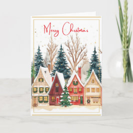 Charmante Weihnachtsdorf-Grußkarte Karte