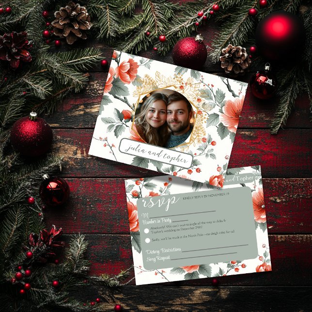 Charmante Weihnachtsfeier mit romantischem Foto RSVP Karte (Von Creator hochgeladen)