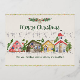 Charmante Weihnachtskarte: Gemütliche Zuhause und  Folien Feiertagspostkarte