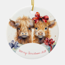 Charmante Weihnachtskühe Keramik Ornament