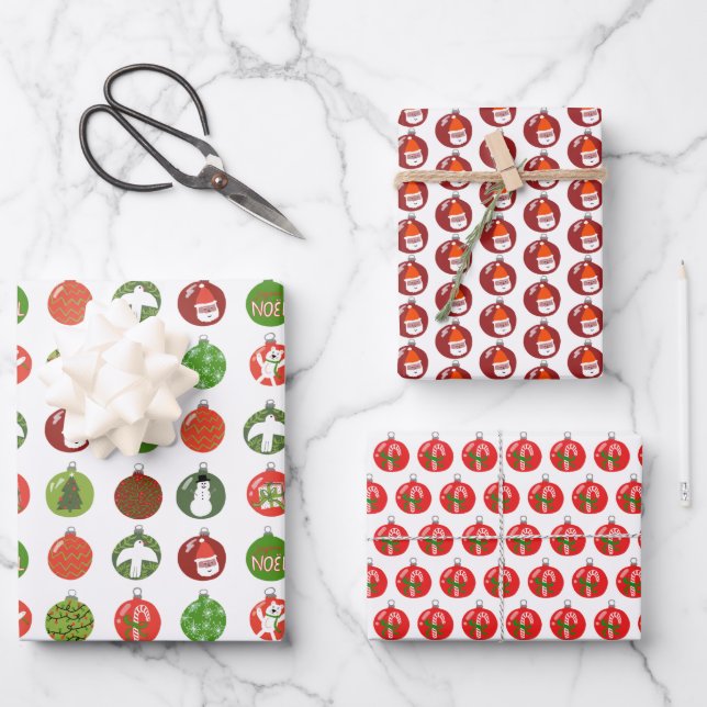 Charmante Weihnachtsschmuck Weihnachten Weihnachts Geschenkpapier Set (Vorderseite)