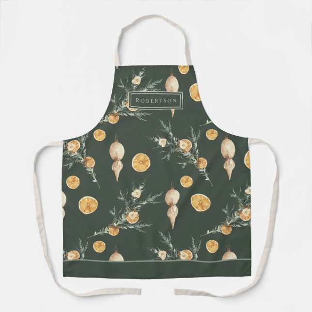 Charmante Weihnachtswald Green Custom Schürze (Vorderseite)