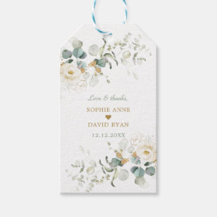 Charmante White Floral Airy Blätter Hochzeit Geschenkanhänger