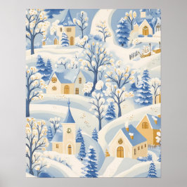Charmante Winterdörflichkeit in der verschneiten L Poster