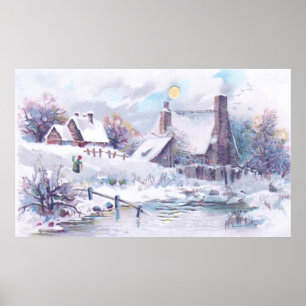 Charmante Winterlandschaft Poster