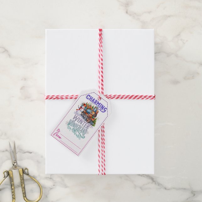 Charmante Winterwunder-Geschenkmarken Geschenkanhänger (Mit Garn)