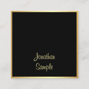 Charmanter Black Gold Handschrift Text Schriftart  Quadratische Visitenkarte