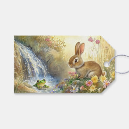 Charmanter Bunny & Frog Wasserfarben-Stil Geschenkanhänger