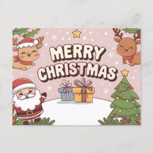 Charmanter Cartoon Frohe Weihnachtskarte Feiertagspostkarte