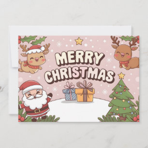 Charmanter Cartoon Frohe Weihnachtskarte mit Santa Einladung