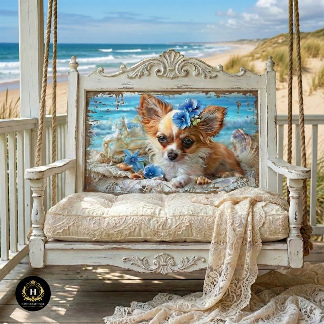 Charmanter Chihuahua Beach Seashell Decoupage Seidenpapier (Von Creator hochgeladen)