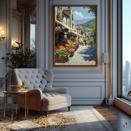 Charmanter Dorfmarkt im Impressionismus Poster