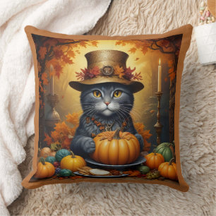 Charmanter festlicher Erntedank Cat in Disguise Kissen